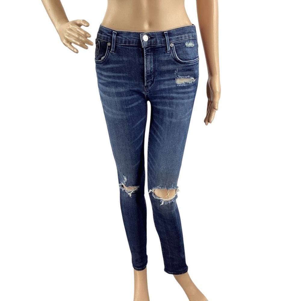 AGOLDE Sophie Skinny Jeans Distressed Dare Blue Medium Wash 28